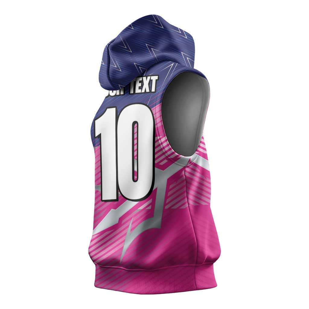 Custom Barbados Cricket Royals Sleeveless Hoodie Sporty Style with Trident Symbol - Wonder Print Shop