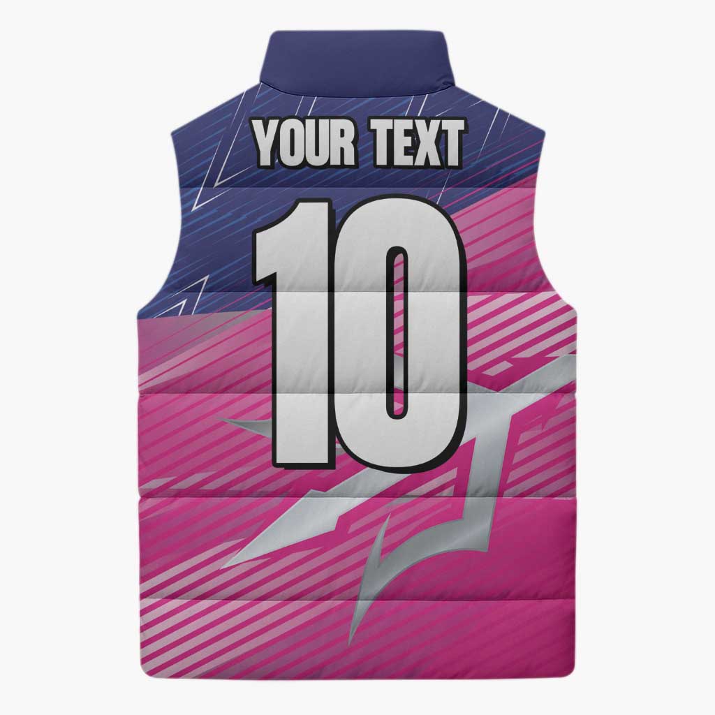 Custom Barbados Cricket Royals Sleeveless Puffer Jacket Sporty Style with Trident Symbol - Wonder Print Shop