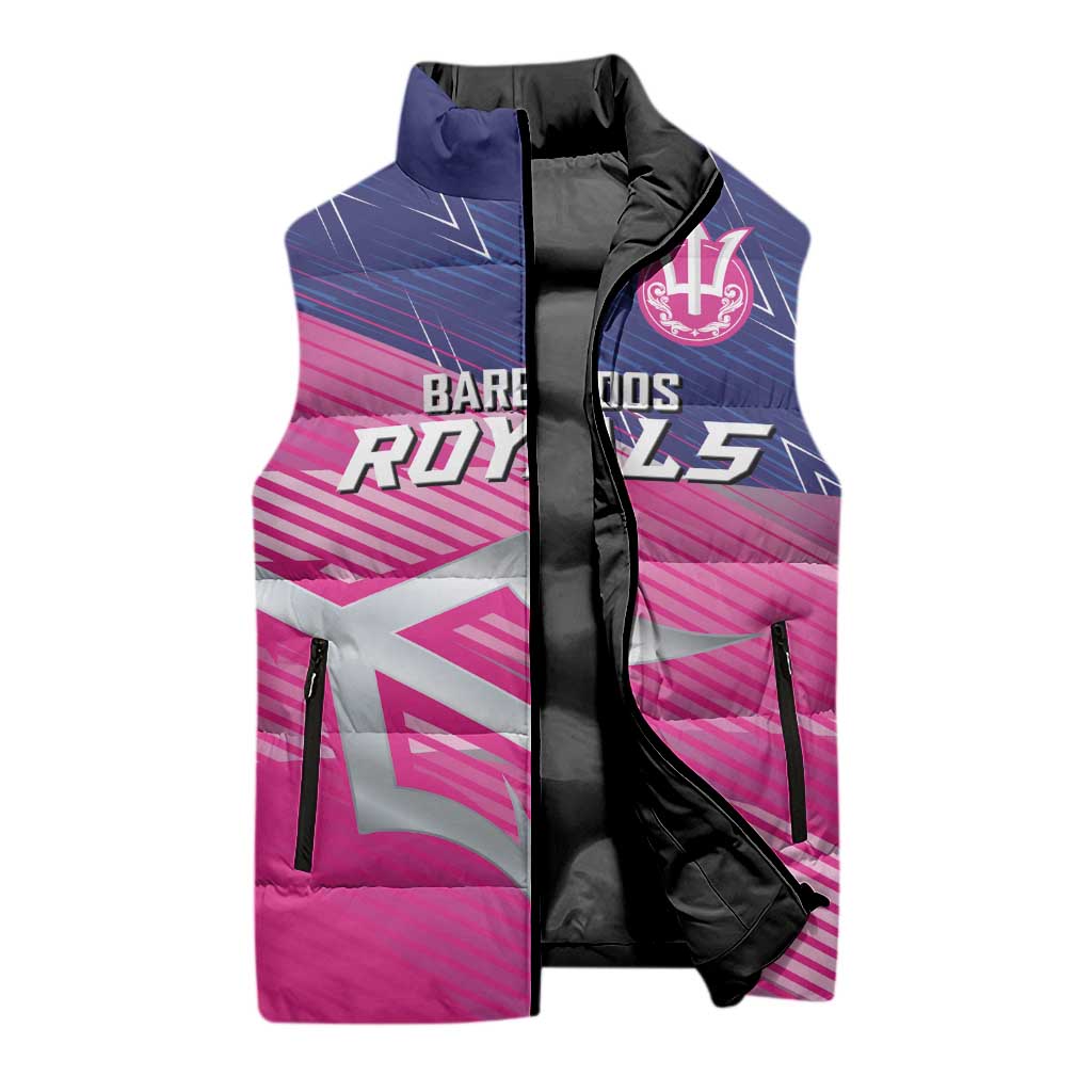 Custom Barbados Cricket Royals Sleeveless Puffer Jacket Sporty Style with Trident Symbol - Wonder Print Shop
