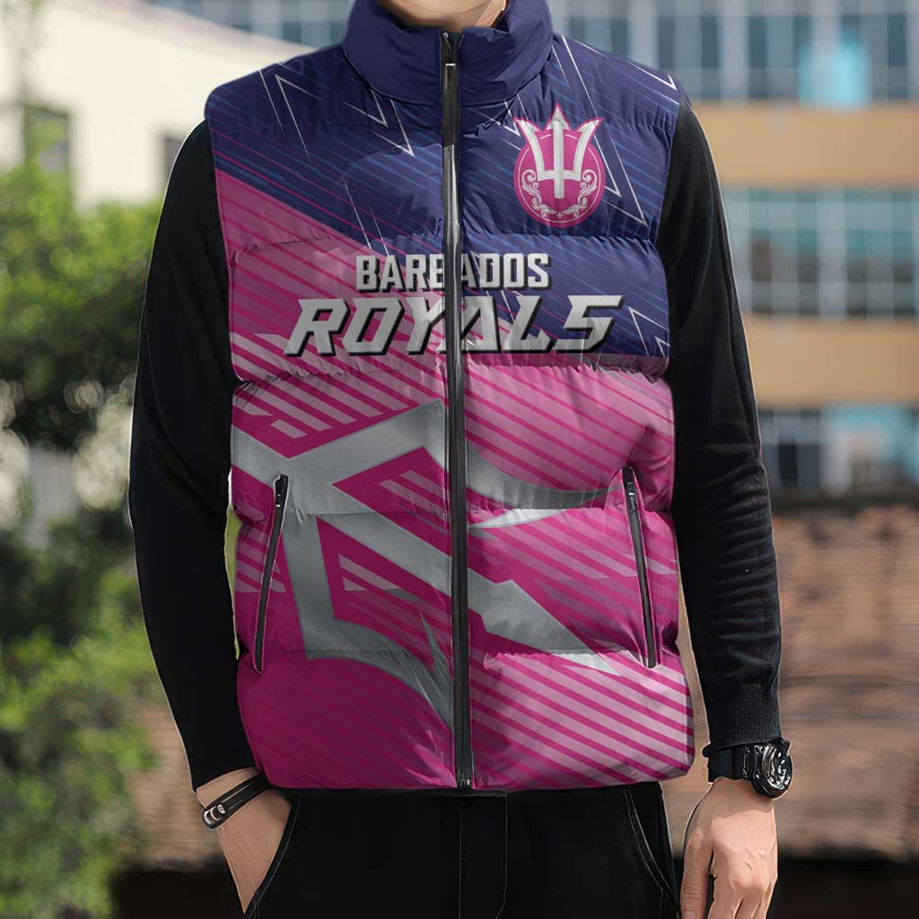 Custom Barbados Cricket Royals Sleeveless Puffer Jacket Sporty Style with Trident Symbol - Wonder Print Shop