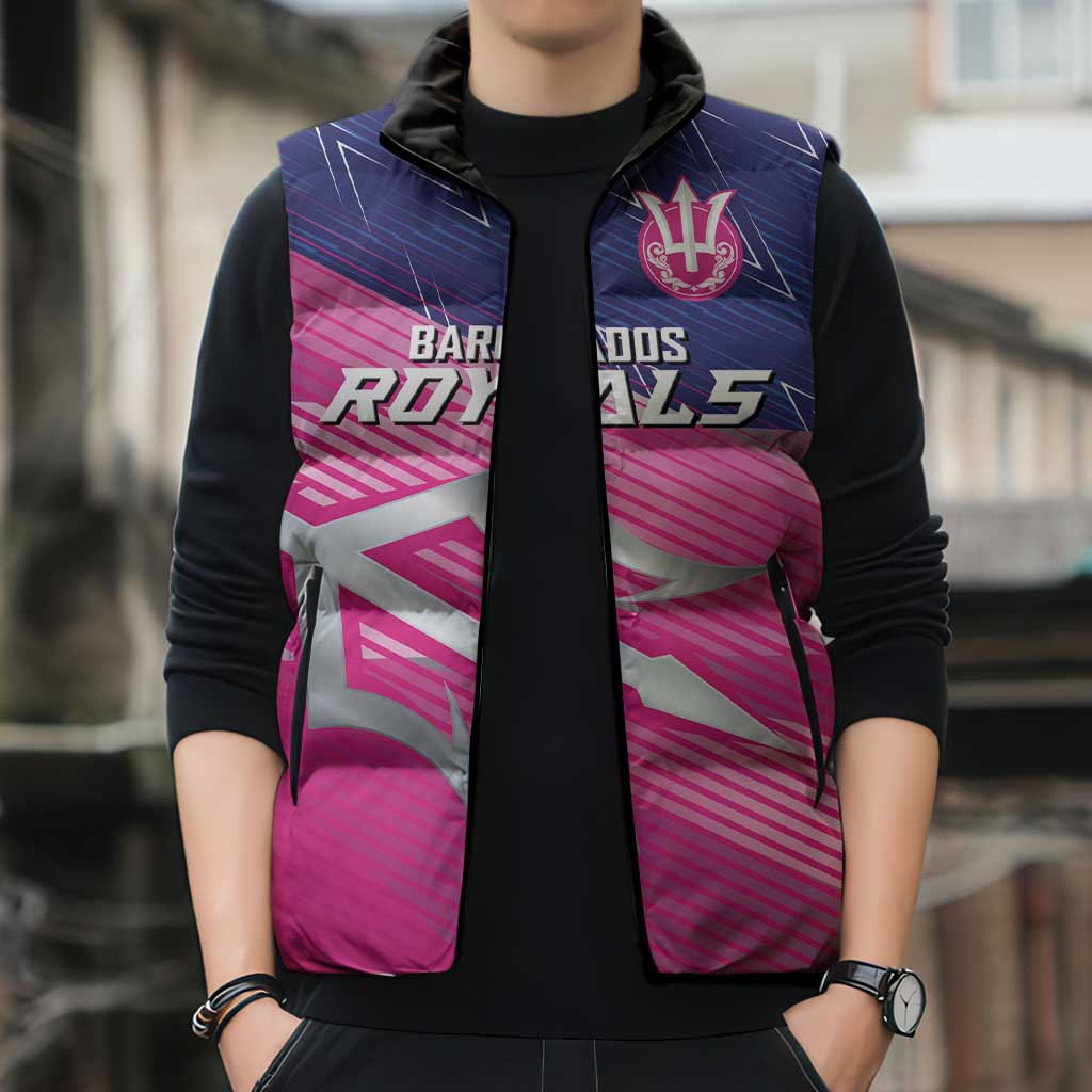 Custom Barbados Cricket Royals Sleeveless Puffer Jacket Sporty Style with Trident Symbol - Wonder Print Shop