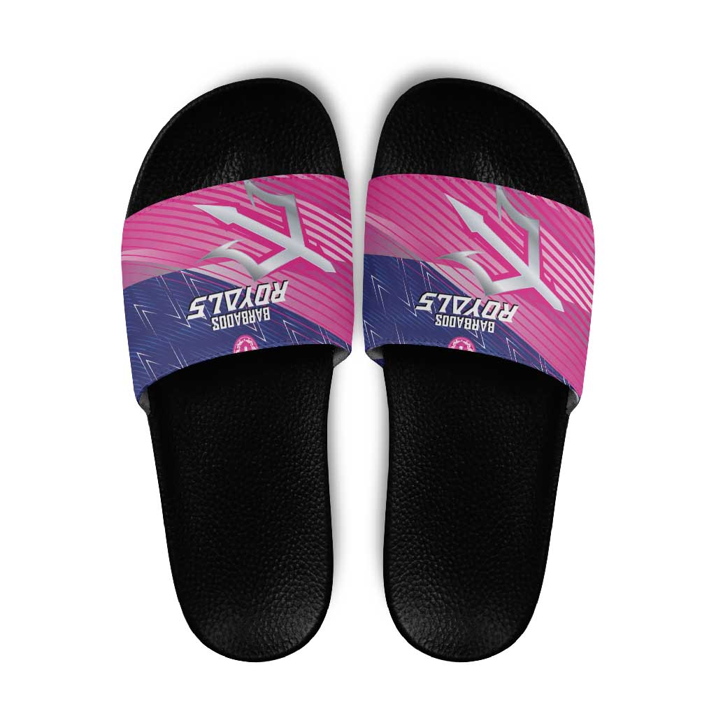 Barbados Cricket Royals Slide Sandals Sporty Style with Trident Symbol - Wonder Print Shop
