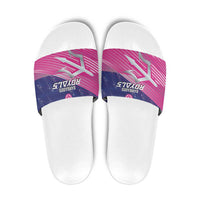 Barbados Cricket Royals Slide Sandals Sporty Style with Trident Symbol - Wonder Print Shop