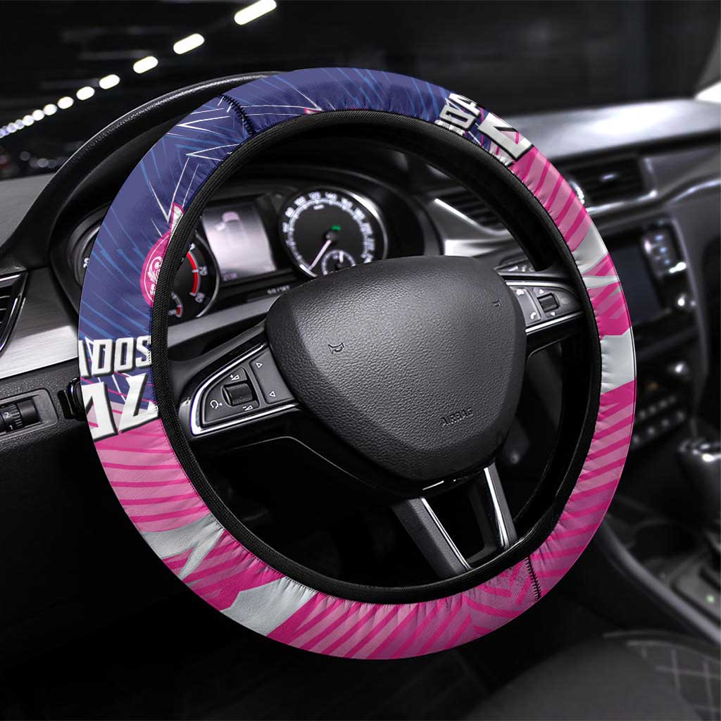 Barbados Cricket Royals Steering Wheel Cover Sporty Style with Trident Symbol - Wonder Print Shop