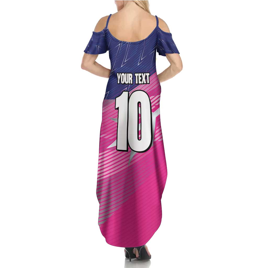 Custom Barbados Cricket Royals Summer Maxi Dress Sporty Style with Trident Symbol - Wonder Print Shop