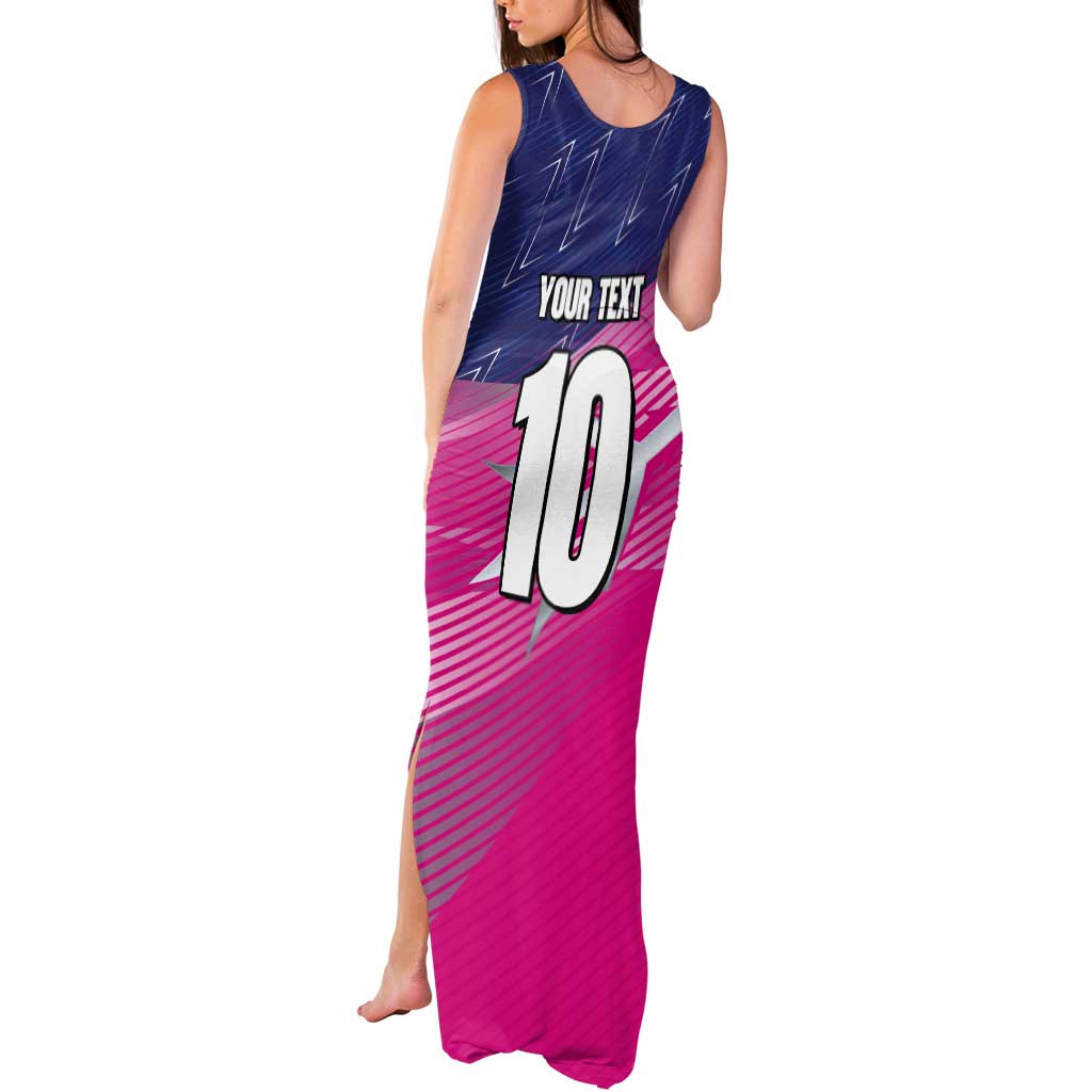 Custom Barbados Cricket Royals Tank Maxi Dress Sporty Style with Trident Symbol - Wonder Print Shop