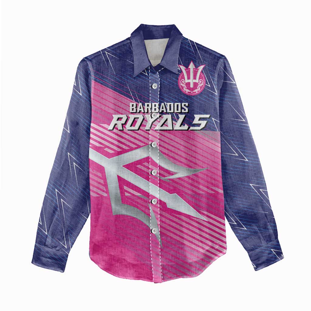 Custom Barbados Cricket Royals Women Casual Shirt Sporty Style with Trident Symbol - Wonder Print Shop