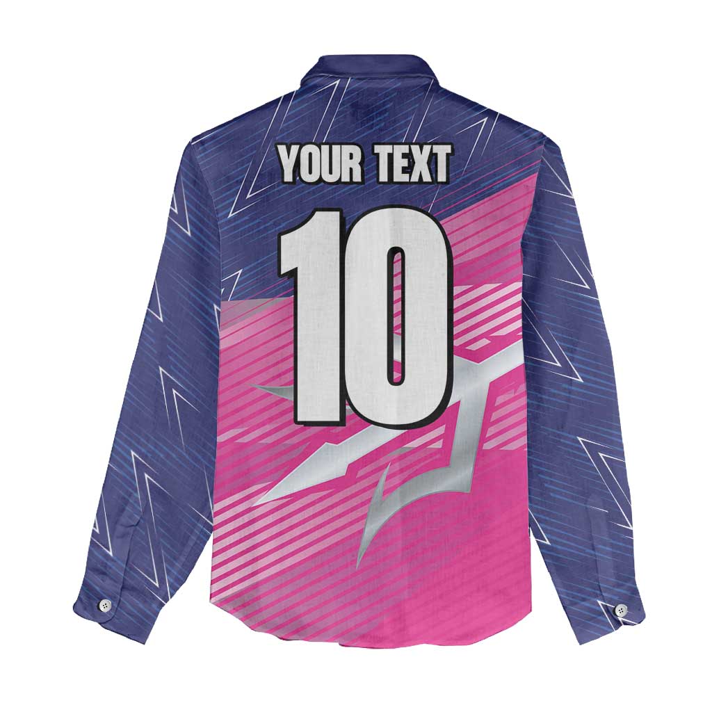 Custom Barbados Cricket Royals Women Casual Shirt Sporty Style with Trident Symbol - Wonder Print Shop