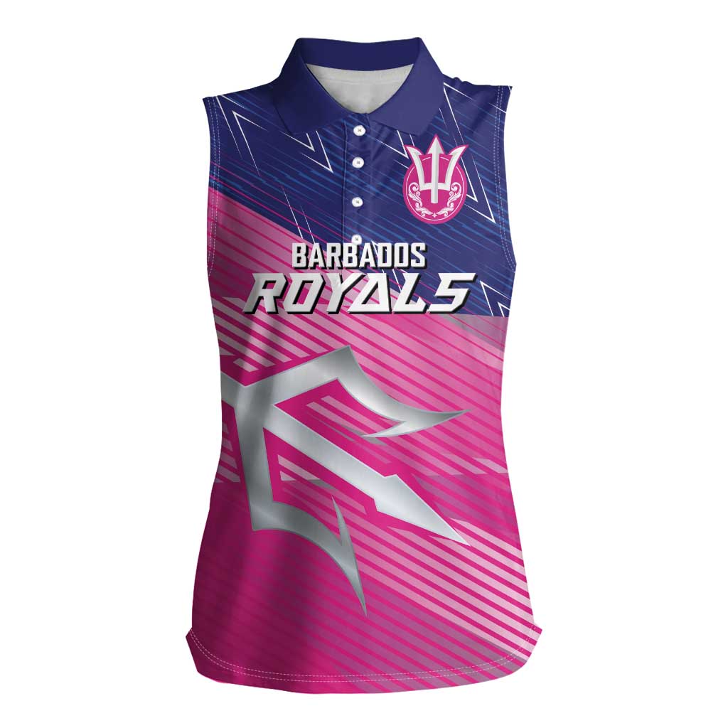 Custom Barbados Cricket Royals Women Sleeveless Polo Shirt Sporty Style with Trident Symbol - Wonder Print Shop
