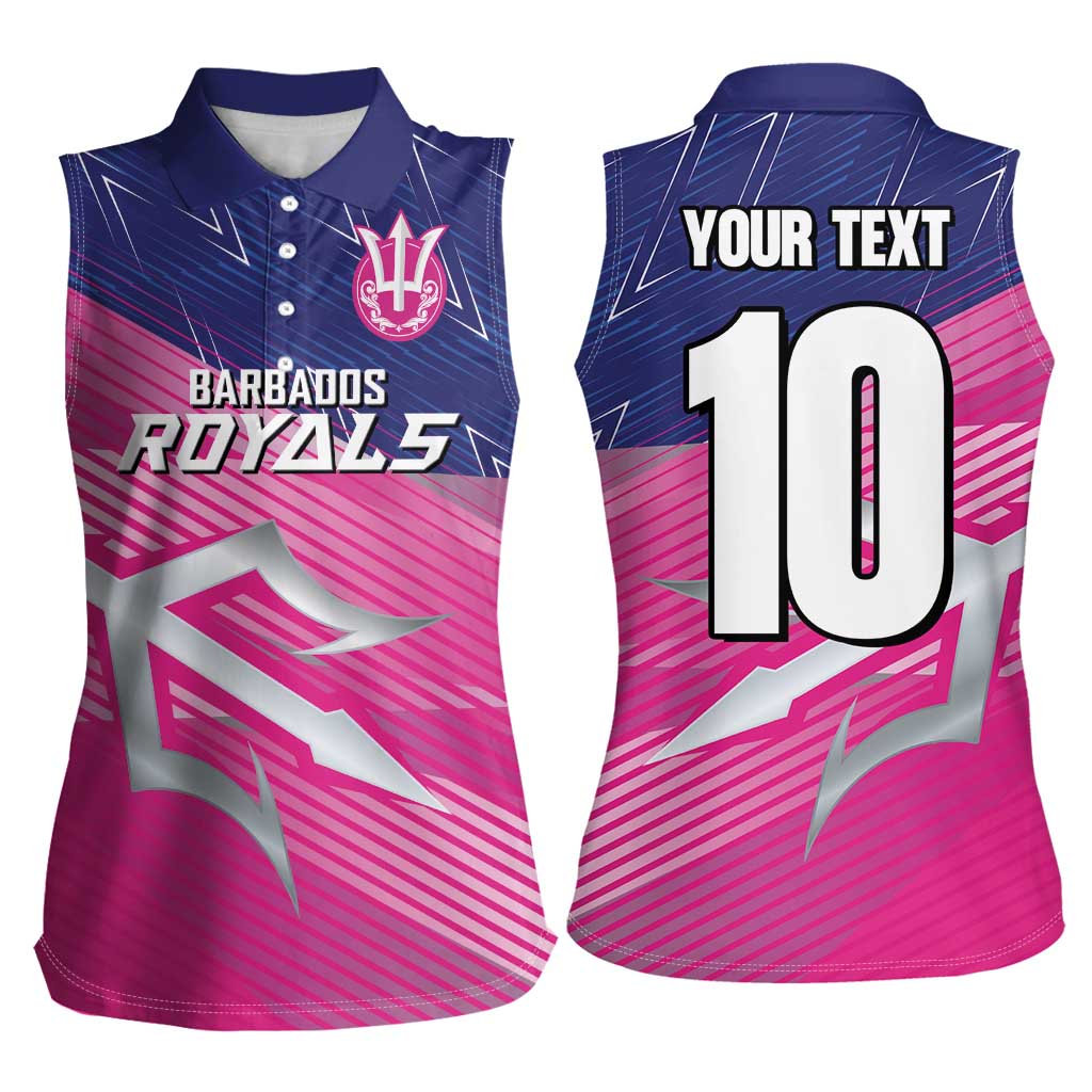 Custom Barbados Cricket Royals Women Sleeveless Polo Shirt Sporty Style with Trident Symbol - Wonder Print Shop