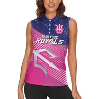Custom Barbados Cricket Royals Women Sleeveless Polo Shirt Sporty Style with Trident Symbol - Wonder Print Shop