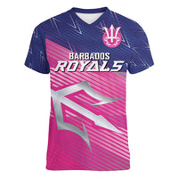 Custom Barbados Cricket Royals Women V-Neck T-Shirt Sporty Style with Trident Symbol - Wonder Print Shop