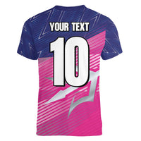 Custom Barbados Cricket Royals Women V-Neck T-Shirt Sporty Style with Trident Symbol - Wonder Print Shop
