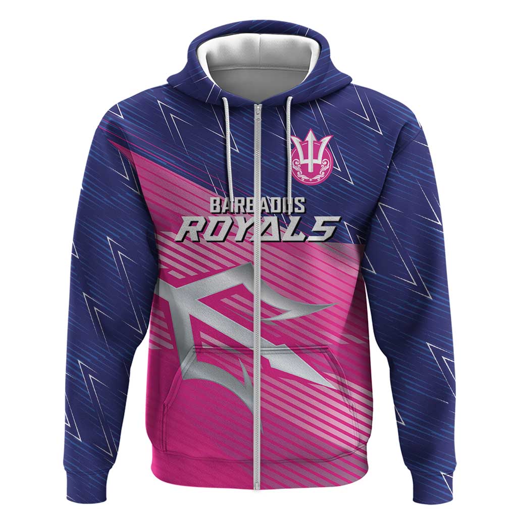 Custom Barbados Cricket Royals Zip Hoodie Sporty Style with Trident Symbol - Wonder Print Shop