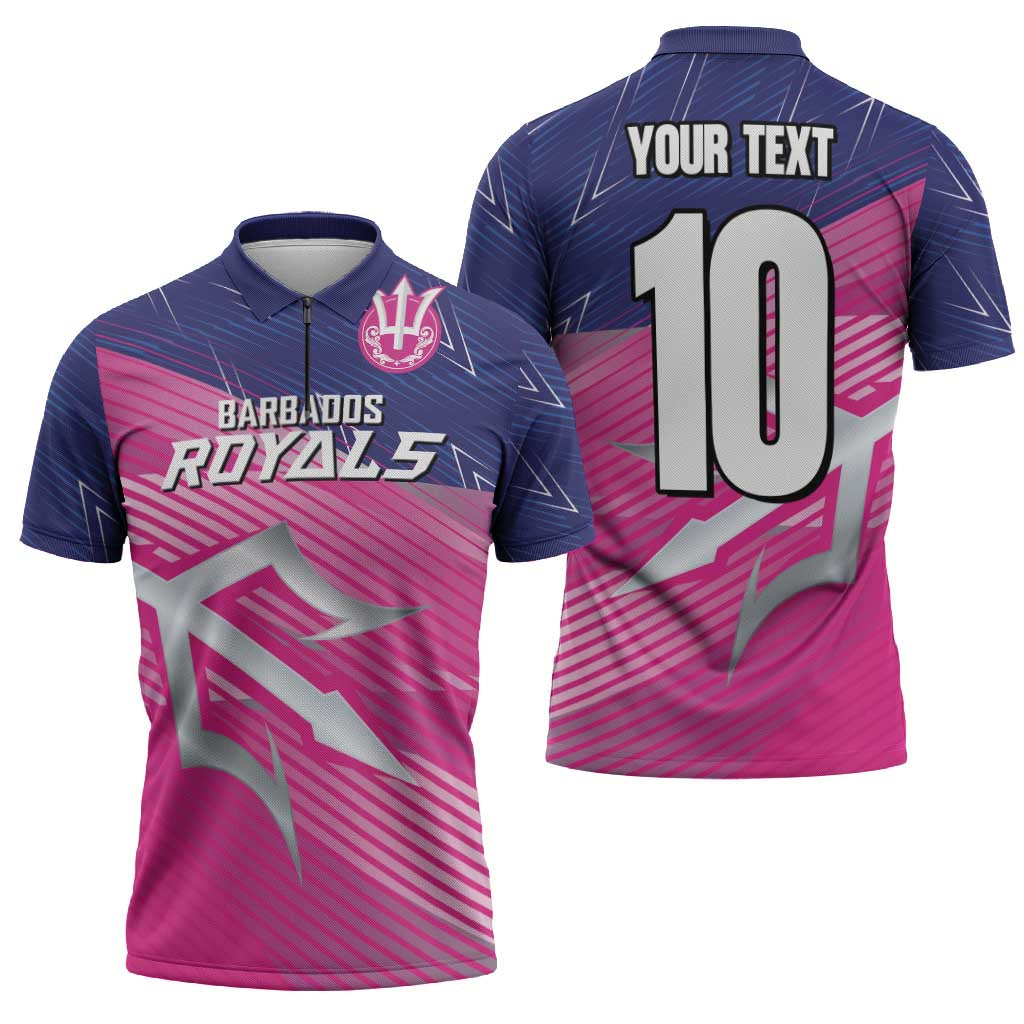 Custom Barbados Cricket Royals Zipper Polo Shirt Sporty Style with Trident Symbol - Wonder Print Shop