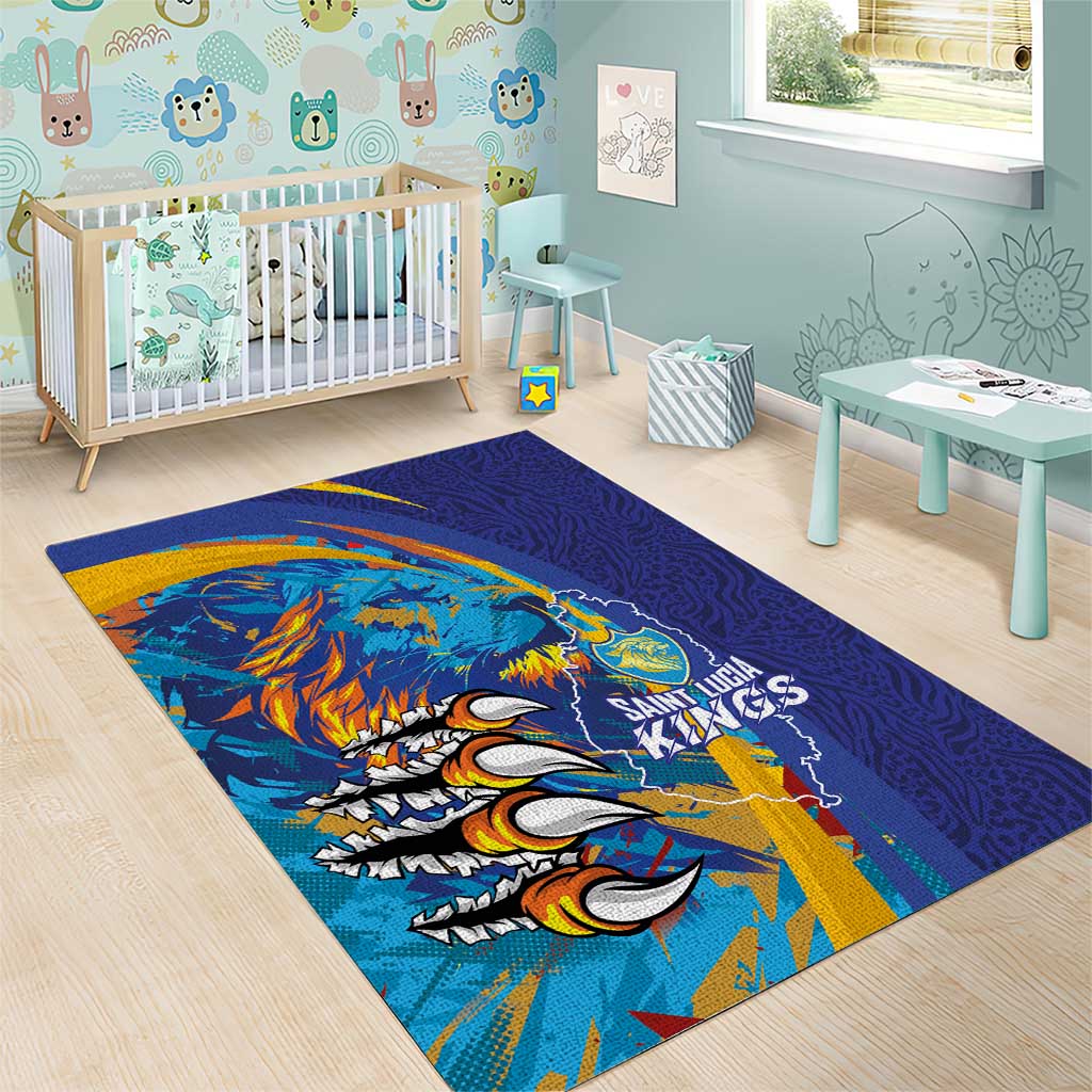 Saint Lucia Cricket Kings Area Rug Power Lions of Caribbean - Wonder Print Shop