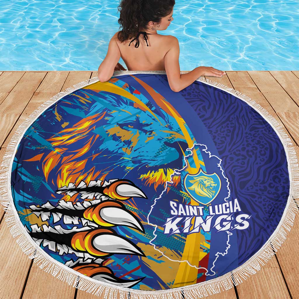 Saint Lucia Cricket Kings Beach Blanket Power Lions of Caribbean - Wonder Print Shop
