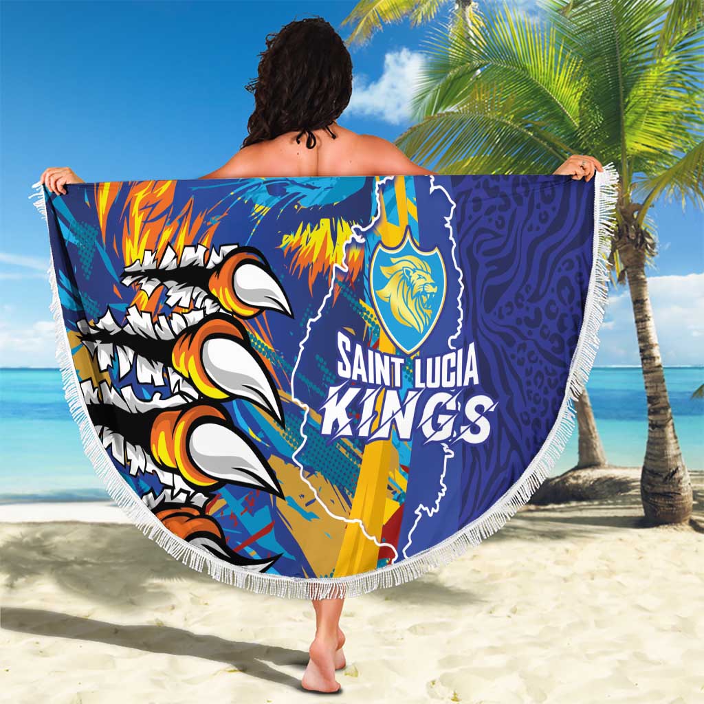 Saint Lucia Cricket Kings Beach Blanket Power Lions of Caribbean - Wonder Print Shop
