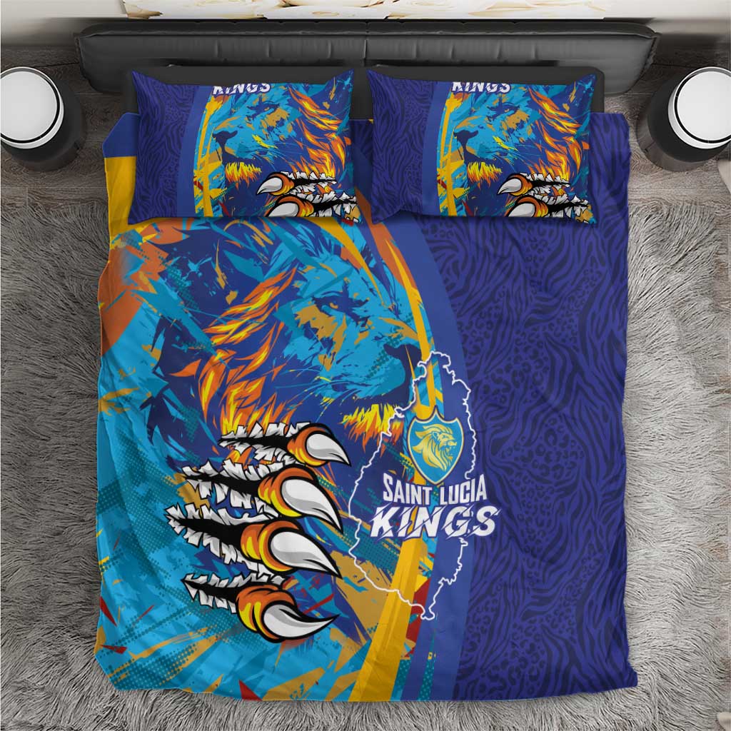 Saint Lucia Cricket Kings Bedding Set Power Lions of Caribbean - Wonder Print Shop