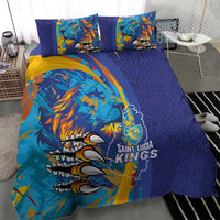 Saint Lucia Cricket Kings Bedding Set Power Lions of Caribbean - Wonder Print Shop