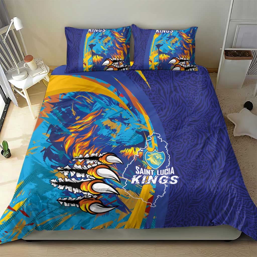 Saint Lucia Cricket Kings Bedding Set Power Lions of Caribbean - Wonder Print Shop