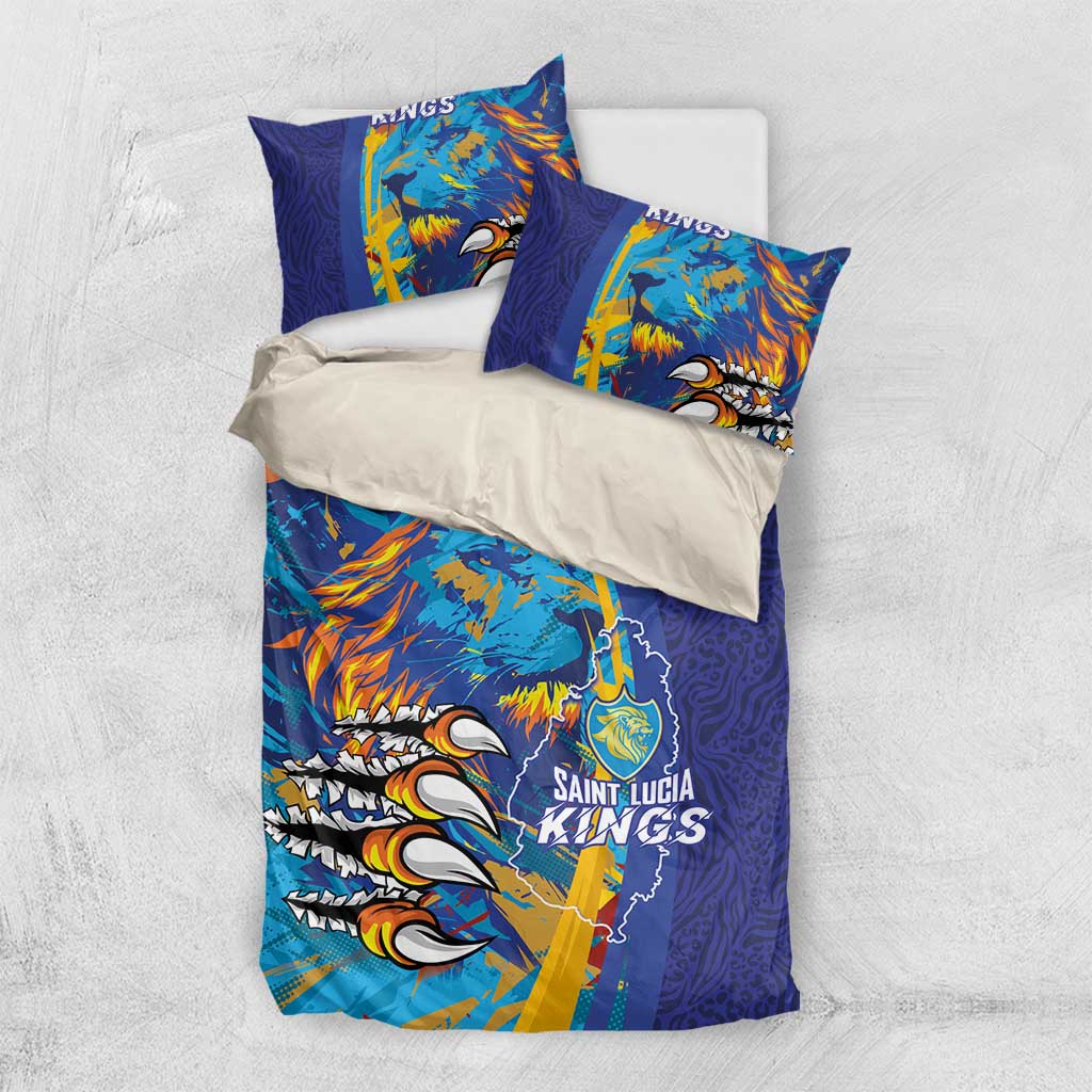 Saint Lucia Cricket Kings Bedding Set Power Lions of Caribbean - Wonder Print Shop