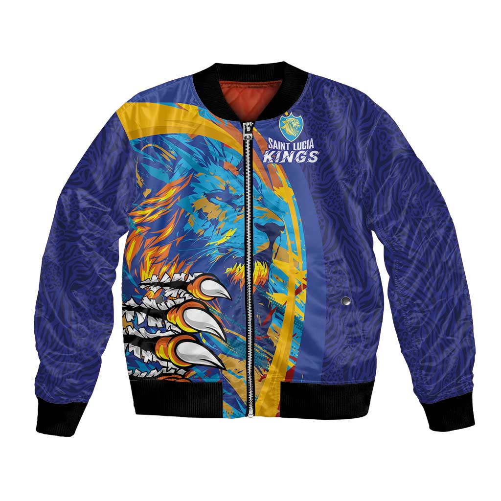 Custom Saint Lucia Cricket Kings Bomber Jacket Power Lions of Caribbean - Wonder Print Shop