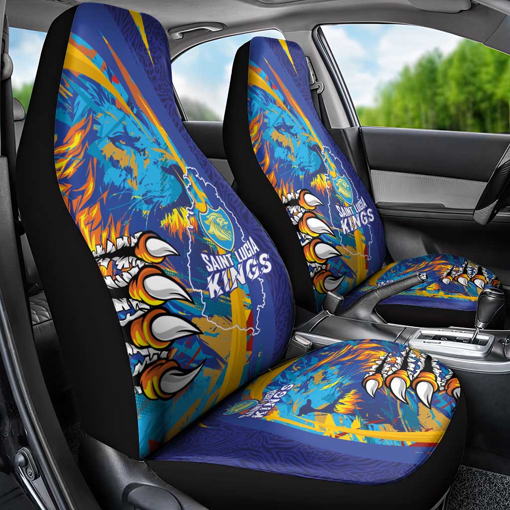 Saint Lucia Cricket Kings Car Seat Cover Power Lions of Caribbean - Wonder Print Shop