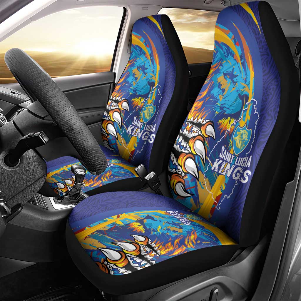 Saint Lucia Cricket Kings Car Seat Cover Power Lions of Caribbean - Wonder Print Shop