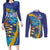 Custom Saint Lucia Cricket Kings Couples Matching Long Sleeve Bodycon Dress and Long Sleeve Button Shirt Power Lions of Caribbean - Wonder Print Shop