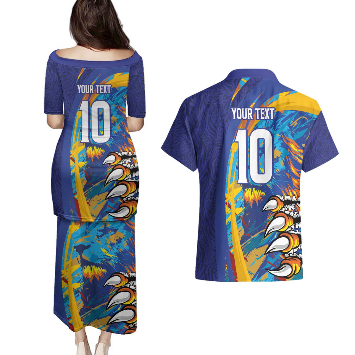 Custom Saint Lucia Cricket Kings Couples Matching Puletasi and Hawaiian Shirt Power Lions of Caribbean - Wonder Print Shop