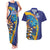 Custom Saint Lucia Cricket Kings Couples Matching Tank Maxi Dress and Hawaiian Shirt Power Lions of Caribbean - Wonder Print Shop