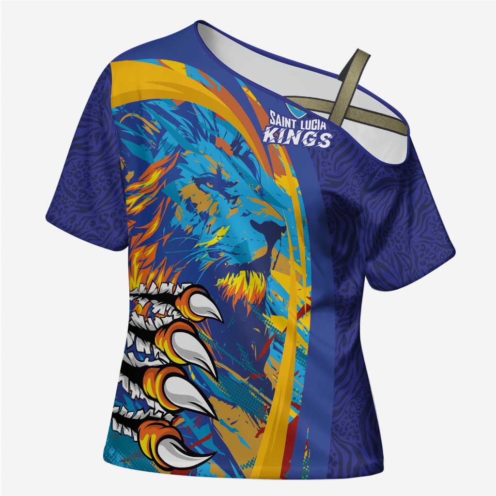 Custom Saint Lucia Cricket Kings Cross Shoulder Shirt Power Lions of Caribbean - Wonder Print Shop