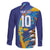 Custom Saint Lucia Cricket Kings Family Matching Long Sleeve Bodycon Dress and Hawaiian Shirt Power Lions of Caribbean - Wonder Print Shop