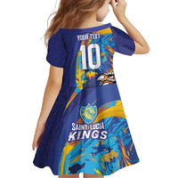 Custom Saint Lucia Cricket Kings Family Matching Mermaid Dress and Hawaiian Shirt Power Lions of Caribbean - Wonder Print Shop