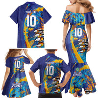Custom Saint Lucia Cricket Kings Family Matching Mermaid Dress and Hawaiian Shirt Power Lions of Caribbean - Wonder Print Shop