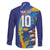 Custom Saint Lucia Cricket Kings Family Matching Off The Shoulder Long Sleeve Dress and Hawaiian Shirt Power Lions of Caribbean - Wonder Print Shop