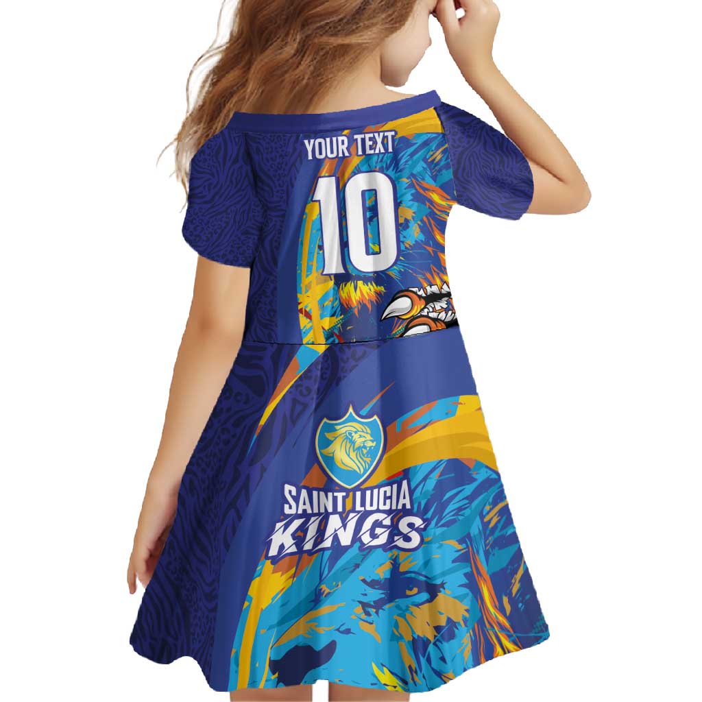 Custom Saint Lucia Cricket Kings Family Matching Off Shoulder Maxi Dress and Hawaiian Shirt Power Lions of Caribbean - Wonder Print Shop