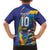 Custom Saint Lucia Cricket Kings Family Matching Off Shoulder Short Dress and Hawaiian Shirt Power Lions of Caribbean - Wonder Print Shop