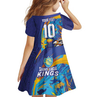 Custom Saint Lucia Cricket Kings Family Matching Puletasi and Hawaiian Shirt Power Lions of Caribbean - Wonder Print Shop