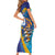 Custom Saint Lucia Cricket Kings Family Matching Short Sleeve Bodycon Dress and Hawaiian Shirt Power Lions of Caribbean - Wonder Print Shop