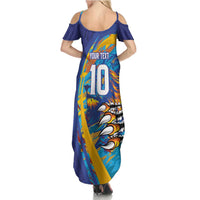 Custom Saint Lucia Cricket Kings Family Matching Summer Maxi Dress and Hawaiian Shirt Power Lions of Caribbean - Wonder Print Shop