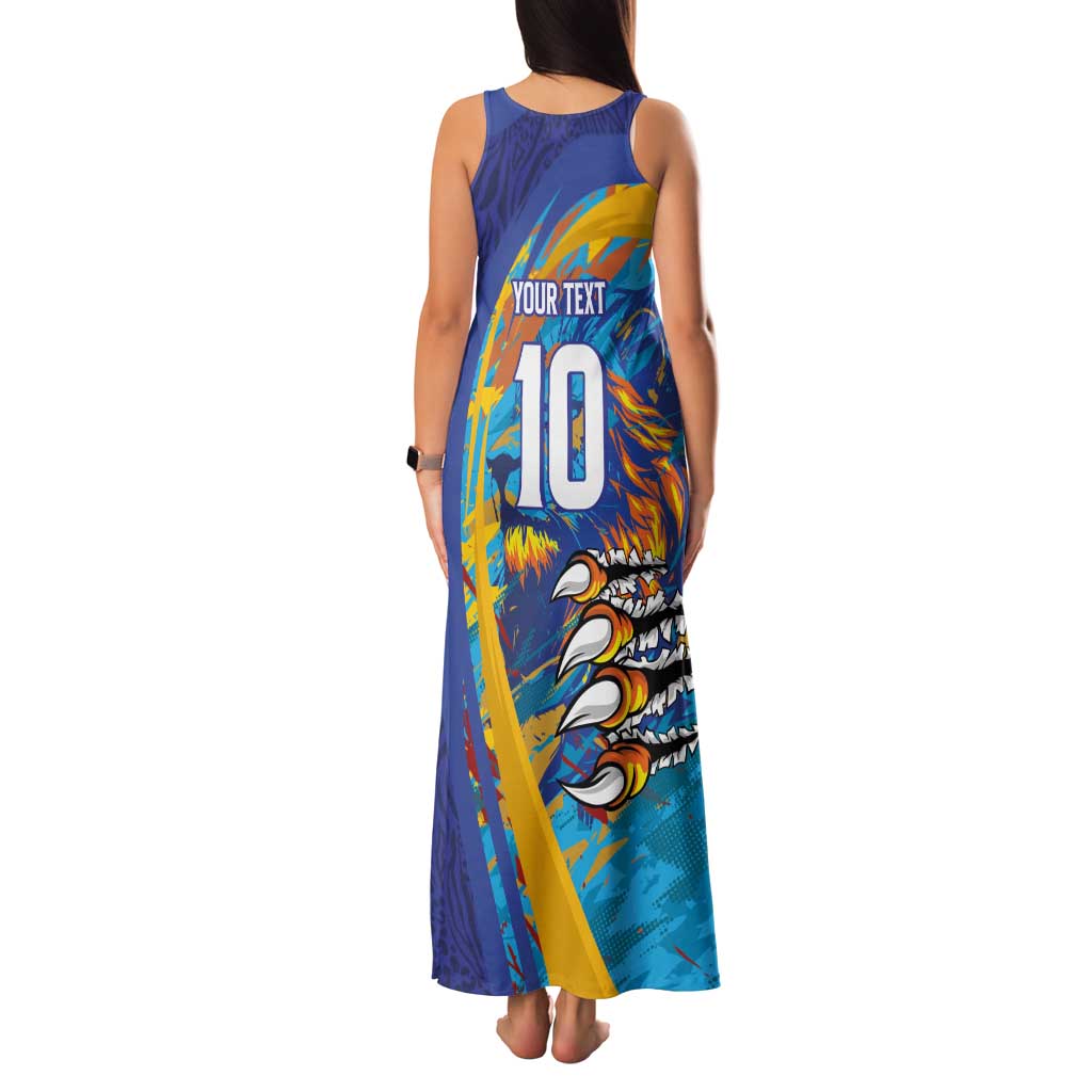 Custom Saint Lucia Cricket Kings Family Matching Tank Maxi Dress and Hawaiian Shirt Power Lions of Caribbean - Wonder Print Shop