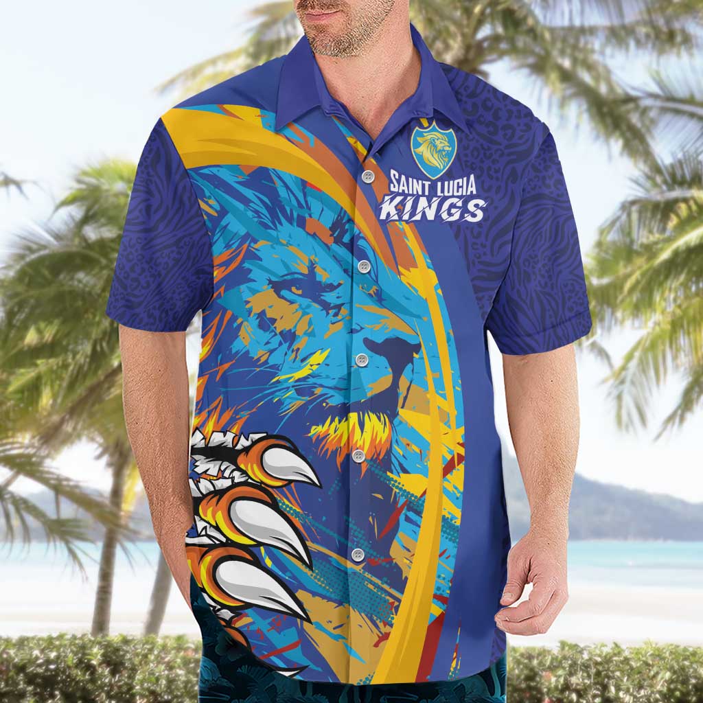 Custom Saint Lucia Cricket Kings Hawaiian Shirt Power Lions of Caribbean - Wonder Print Shop