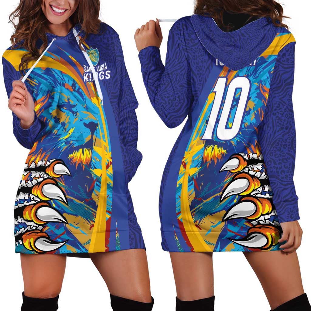 Custom Saint Lucia Cricket Kings Hoodie Dress Power Lions of Caribbean - Wonder Print Shop