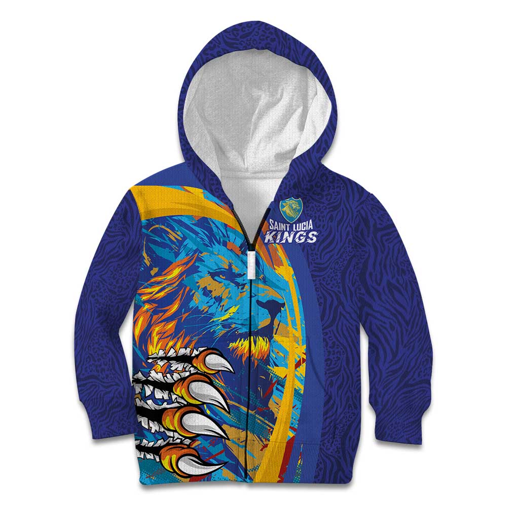 Custom Saint Lucia Cricket Kings Kid Hoodie Power Lions of Caribbean - Wonder Print Shop