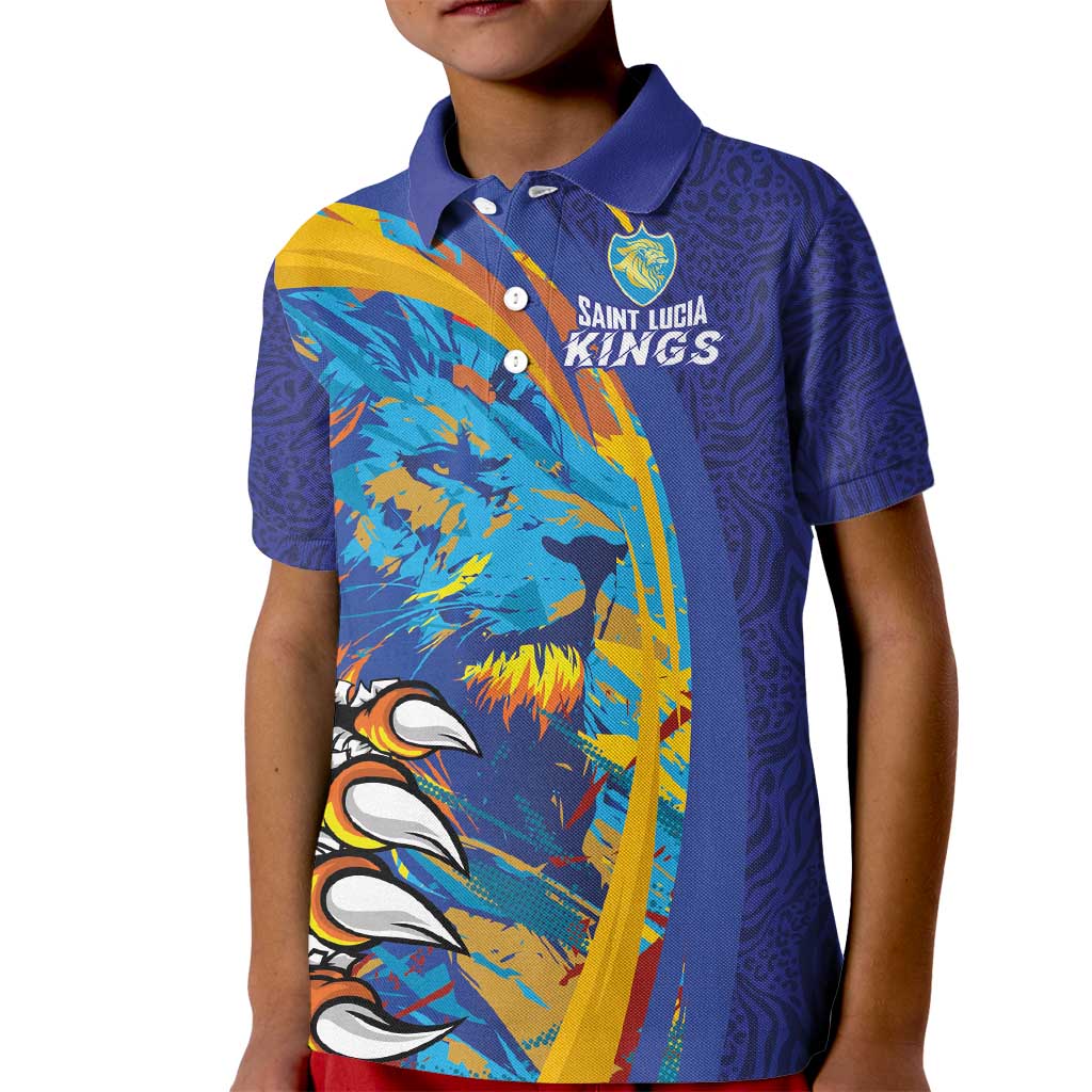 Custom Saint Lucia Cricket Kings Kid Polo Shirt Power Lions of Caribbean - Wonder Print Shop