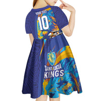 Custom Saint Lucia Cricket Kings Kid Short Sleeve Dress Power Lions of Caribbean - Wonder Print Shop