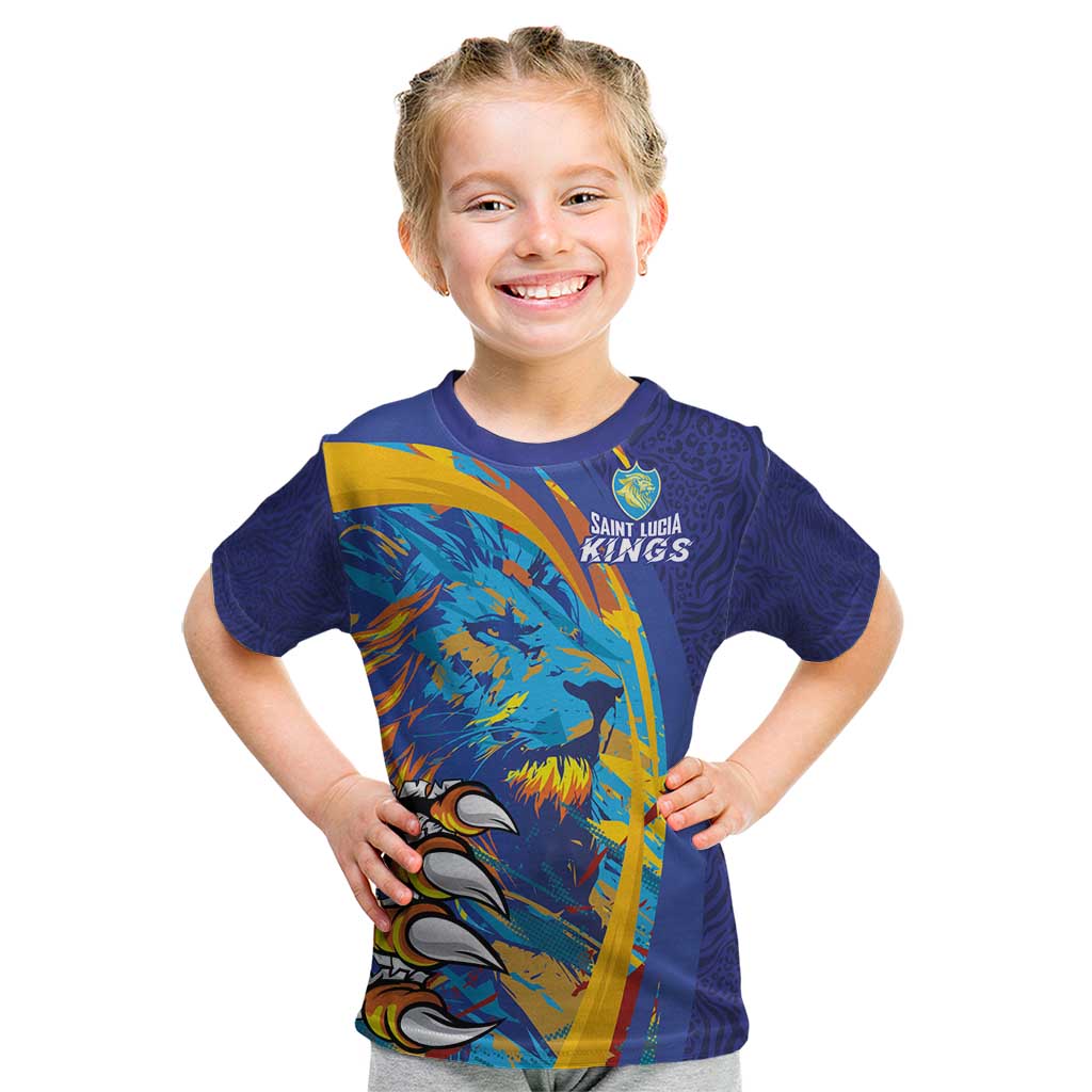 Custom Saint Lucia Cricket Kings Kid T Shirt Power Lions of Caribbean - Wonder Print Shop