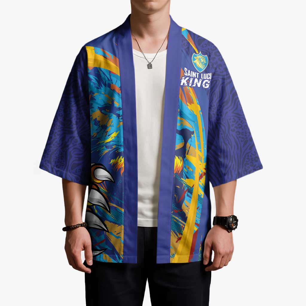 Custom Saint Lucia Cricket Kings Kimono Power Lions of Caribbean - Wonder Print Shop